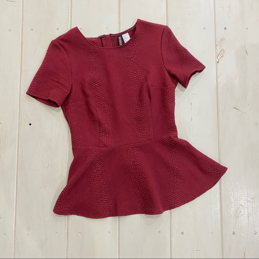 H&M Divided Peplum Top - Burgundy